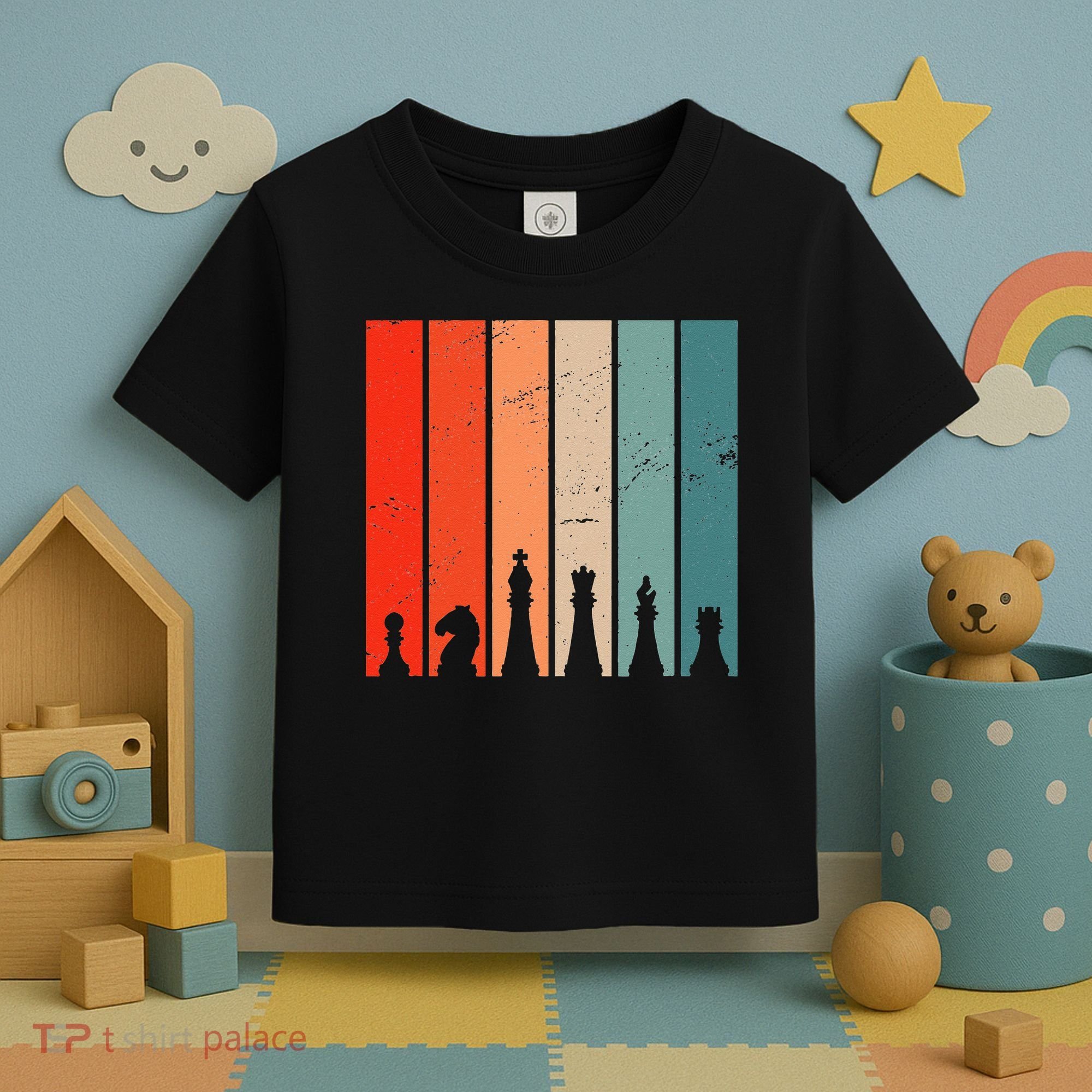 Retro Chess Chessboard Chess Character Chess Pieces Toddler T-Shirt