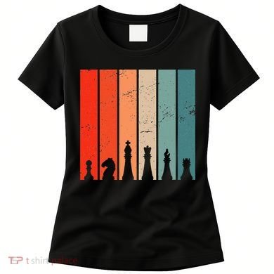 Retro Chess Chessboard Chess Character Chess Pieces Women's T-Shirt