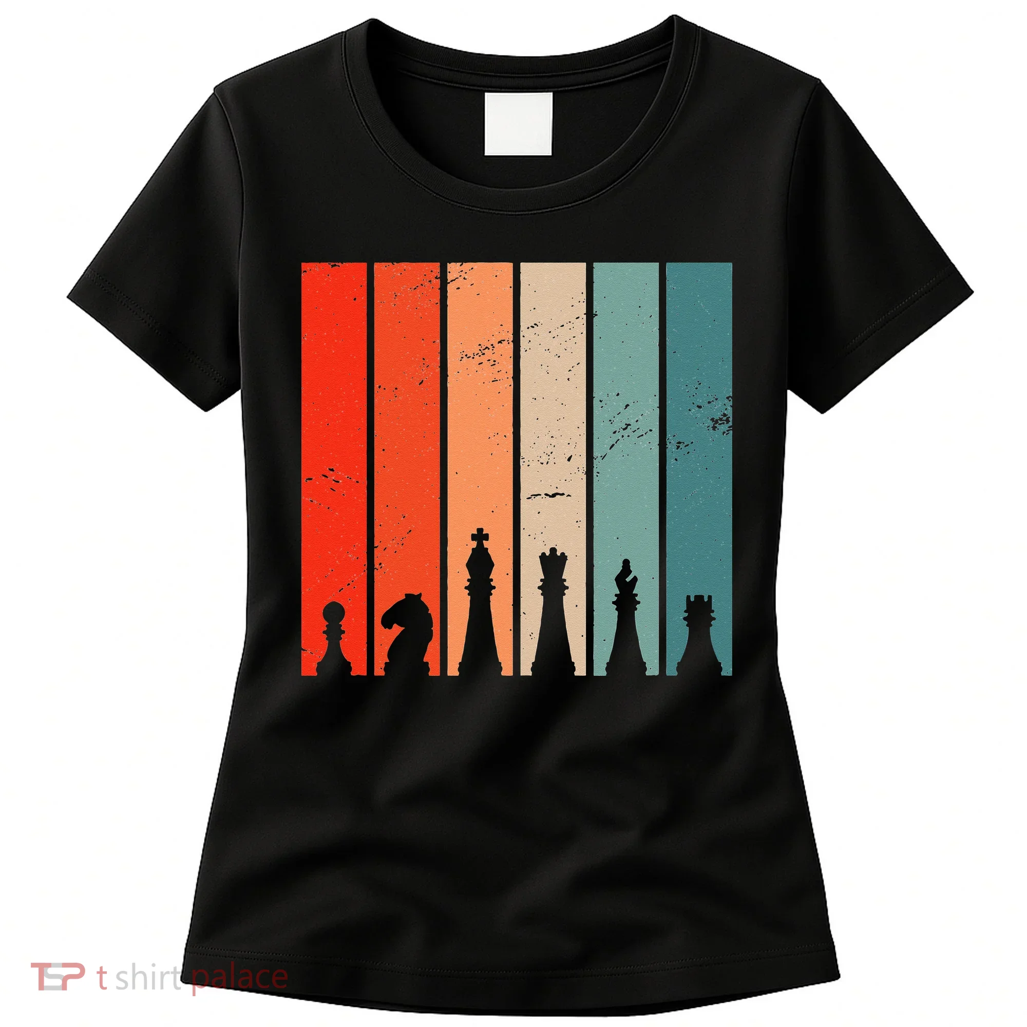Retro Chess Chessboard Chess Character Chess Pieces Women's T-Shirt