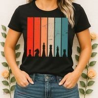 Retro Chess Chessboard Chess Character Chess Pieces Women's T-Shirt thumb 2