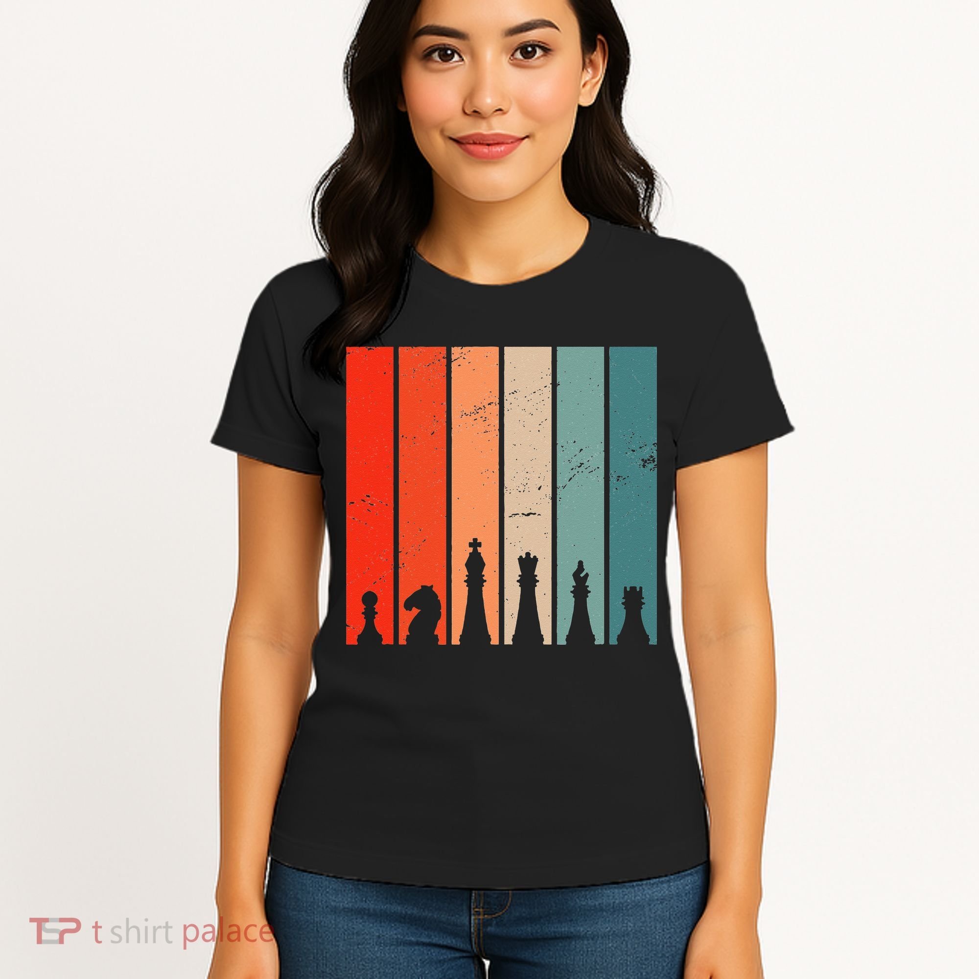 Retro Chess Chessboard Chess Character Chess Pieces Women's T-Shirt