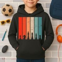 Retro Chess Chessboard Chess Character Chess Pieces Kids Hoodie thumb 2