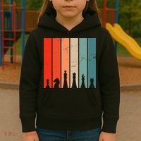 Retro Chess Chessboard Chess Character Chess Pieces Kids Hoodie thumb 3