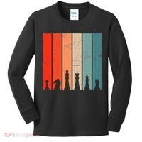 Retro Chess Chessboard Chess Character Chess Pieces Kids Long Sleeve Shirt thumb 0