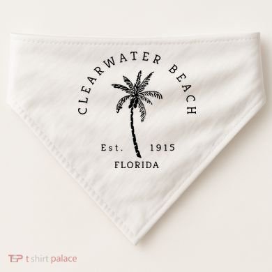 Retro Cool Clearwater Beach Original Florida Beaches USA-Made Doggie Bandana