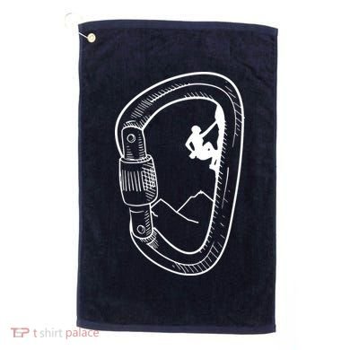 Rock Climbing Carabiner Mountain Tee Climber Gift Golf Towel
