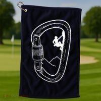 Rock Climbing Carabiner Mountain Tee Climber Gift Golf Towel thumb 1