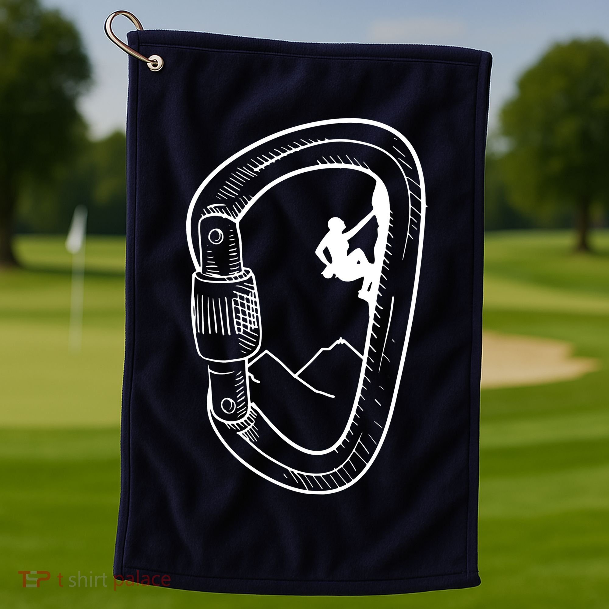 Rock Climbing Carabiner Mountain Tee Climber Gift Golf Towel