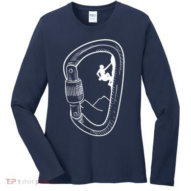 Rock Climbing Carabiner Mountain Tee Climber Gift Women's Long Sleeve Shirt
