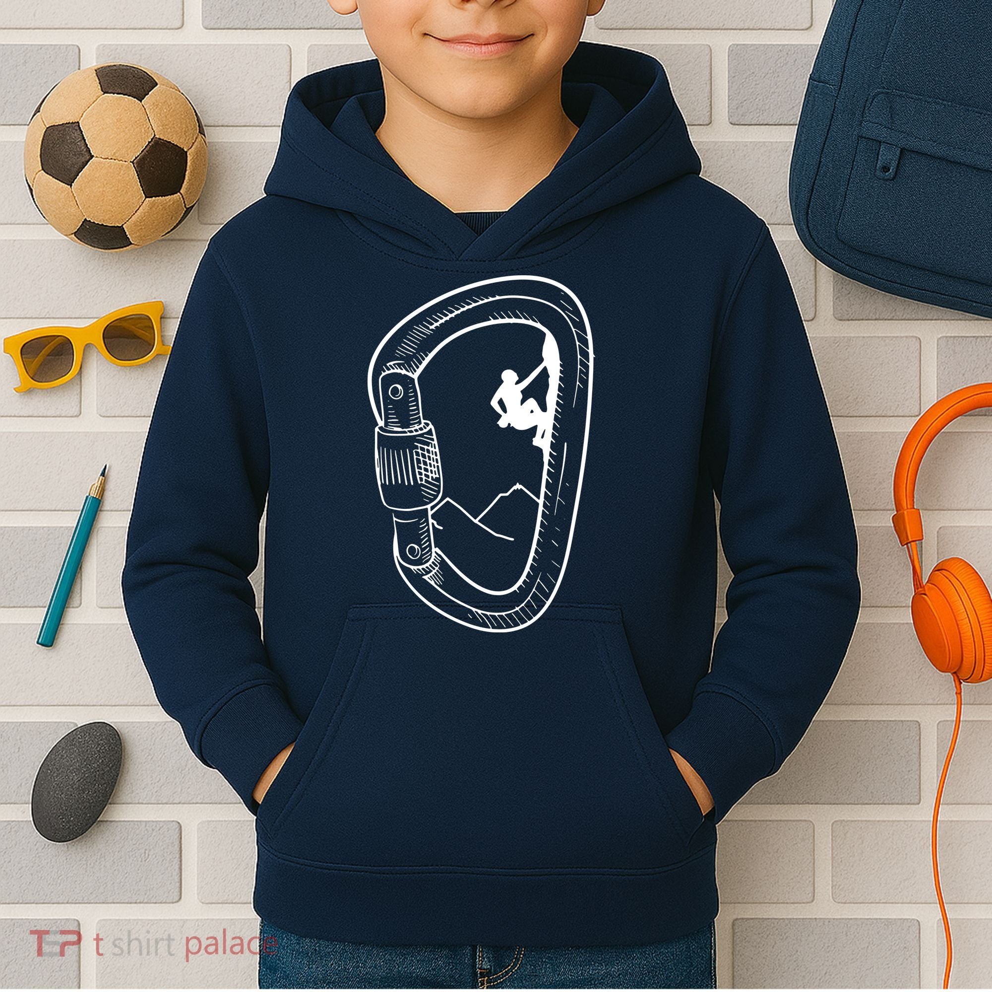 Rock Climbing Carabiner Mountain Tee Climber Gift Kids Hoodie