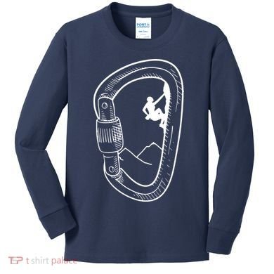 Rock Climbing Carabiner Mountain Tee Climber Gift Kids Long Sleeve Shirt