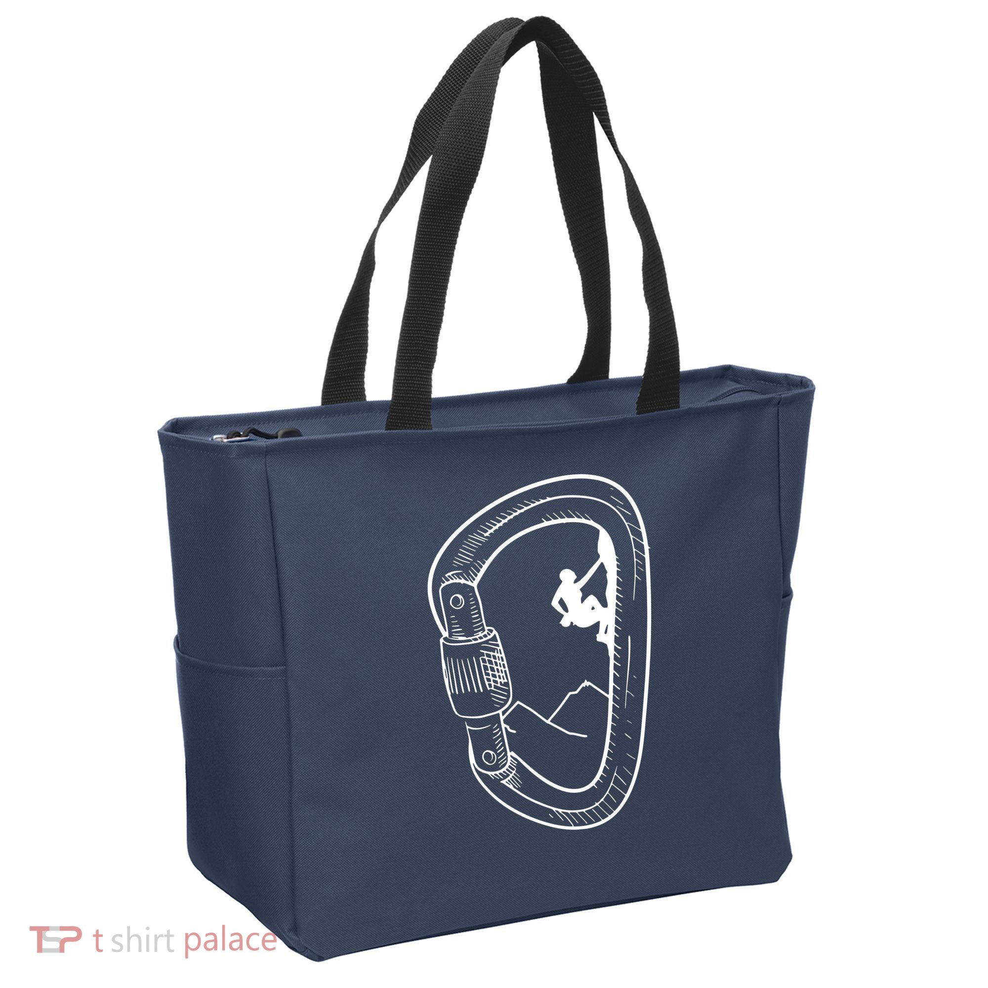 Rock Climbing Carabiner Mountain Tee Climber Gift Tote Bag
