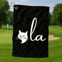 Retro Cat Comma La Kamala Harris For President 2024 Election Golf Towel thumb 1