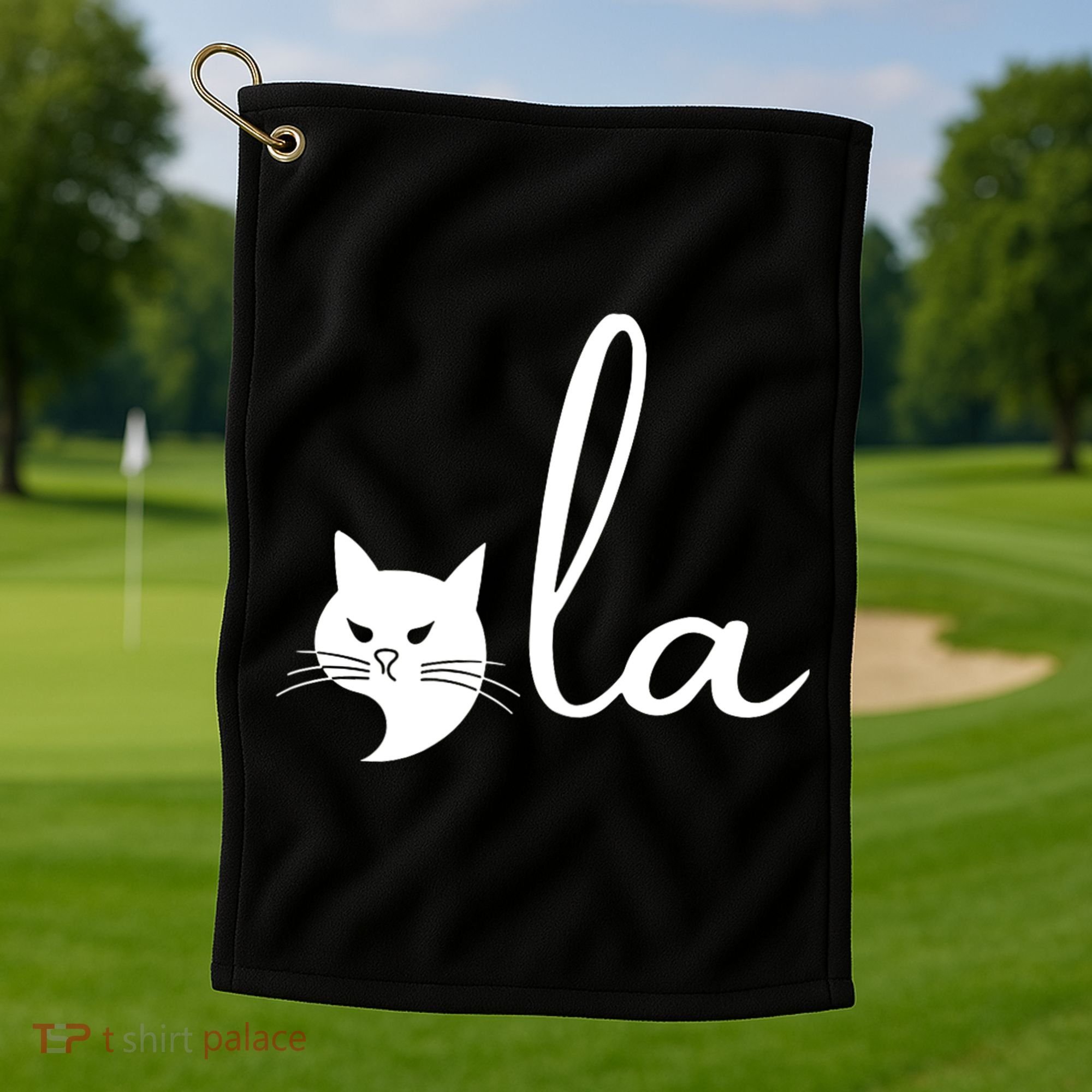 Retro Cat Comma La Kamala Harris For President 2024 Election Golf Towel