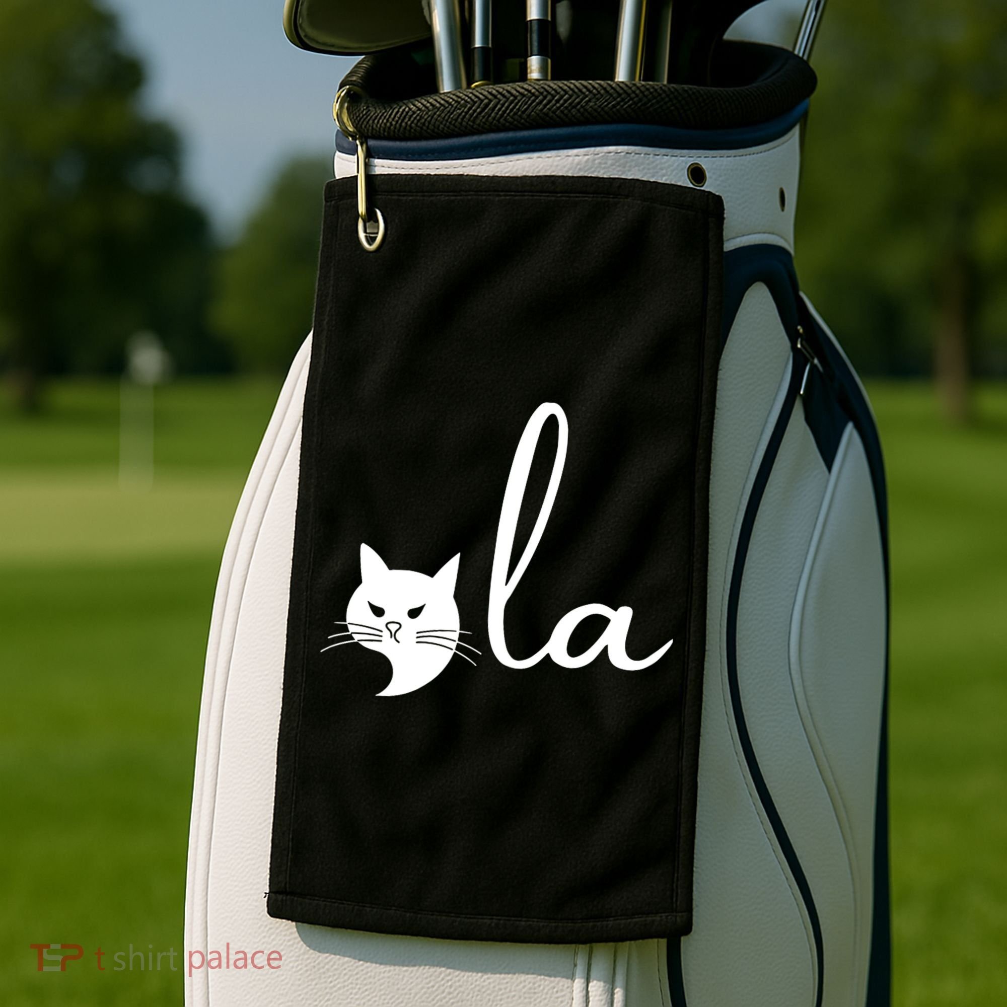 Retro Cat Comma La Kamala Harris For President 2024 Election Golf Towel