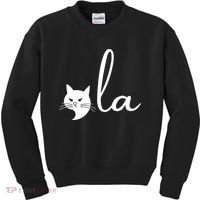 Retro Cat Comma La Kamala Harris For President 2024 Election Kids Sweatshirt thumb 0