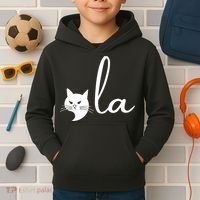 Retro Cat Comma La Kamala Harris For President 2024 Election Kids Hoodie thumb 2