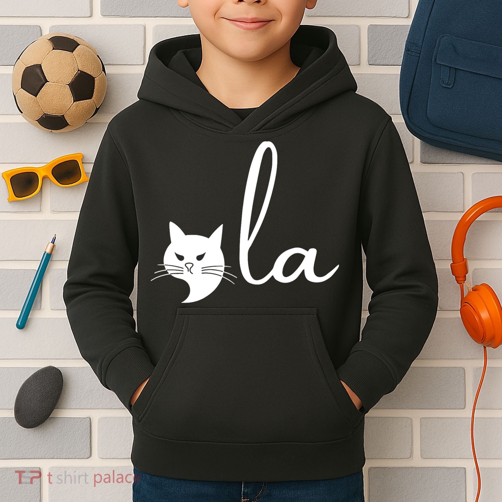 Retro Cat Comma La Kamala Harris For President 2024 Election Kids Hoodie