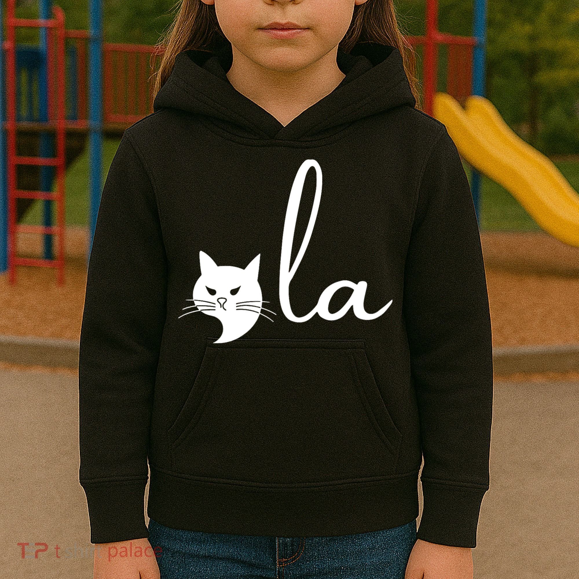 Retro Cat Comma La Kamala Harris For President 2024 Election Kids Hoodie