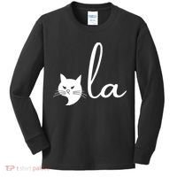 Retro Cat Comma La Kamala Harris For President 2024 Election Kids Long Sleeve Shirt thumb 0