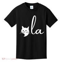 Retro Cat Comma La Kamala Harris For President 2024 Election Kids T-Shirt thumb 0