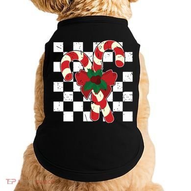 Retro Candy Cane Trendy Checkered Christmas Holiday Doggie Tank