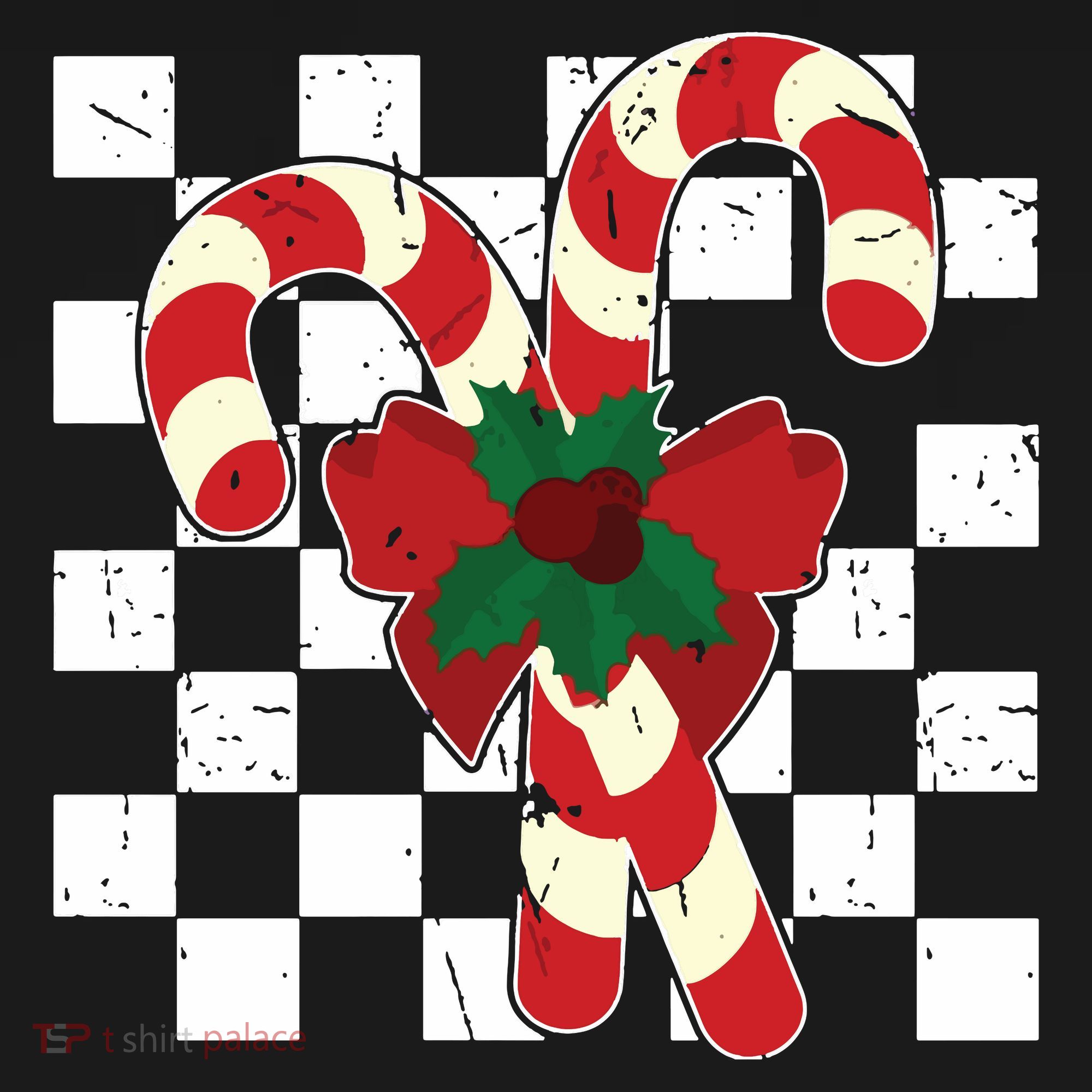 Retro Candy Cane Trendy Checkered Christmas Holiday Apron