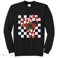 Retro Candy Cane Trendy Checkered Christmas Holiday Sweatshirt thumb 0