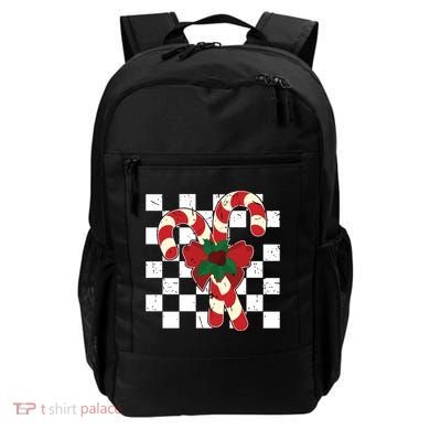 Retro Candy Cane Trendy Checkered Christmas Holiday Backpack