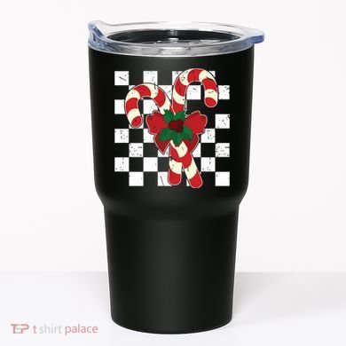 Retro Candy Cane Trendy Checkered Christmas Holiday Tumbler