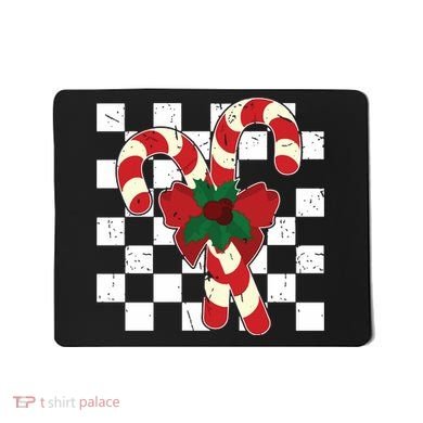Retro Candy Cane Trendy Checkered Christmas Holiday Mousepad