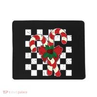 Retro Candy Cane Trendy Checkered Christmas Holiday Mousepad thumb 0