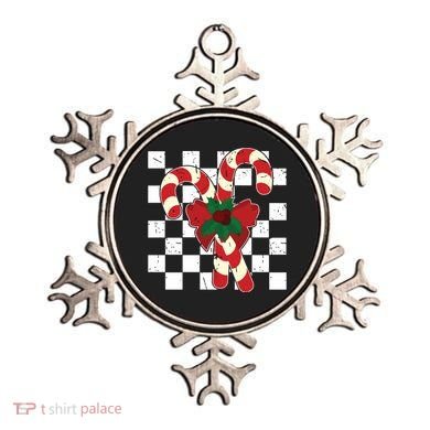 Retro Candy Cane Trendy Checkered Christmas Holiday Ornament