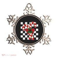 Retro Candy Cane Trendy Checkered Christmas Holiday Ornament thumb 0