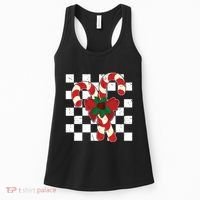 Retro Candy Cane Trendy Checkered Christmas Holiday Women's Tank Top thumb 0