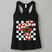 Retro Candy Cane Trendy Checkered Christmas Holiday Women's Tank Top thumb 3