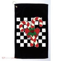Retro Candy Cane Trendy Checkered Christmas Holiday Golf Towel thumb 0