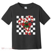 Retro Candy Cane Trendy Checkered Christmas Holiday Toddler T-Shirt thumb 0