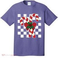 Retro Candy Cane Trendy Checkered Christmas Holiday T-Shirt thumb 0