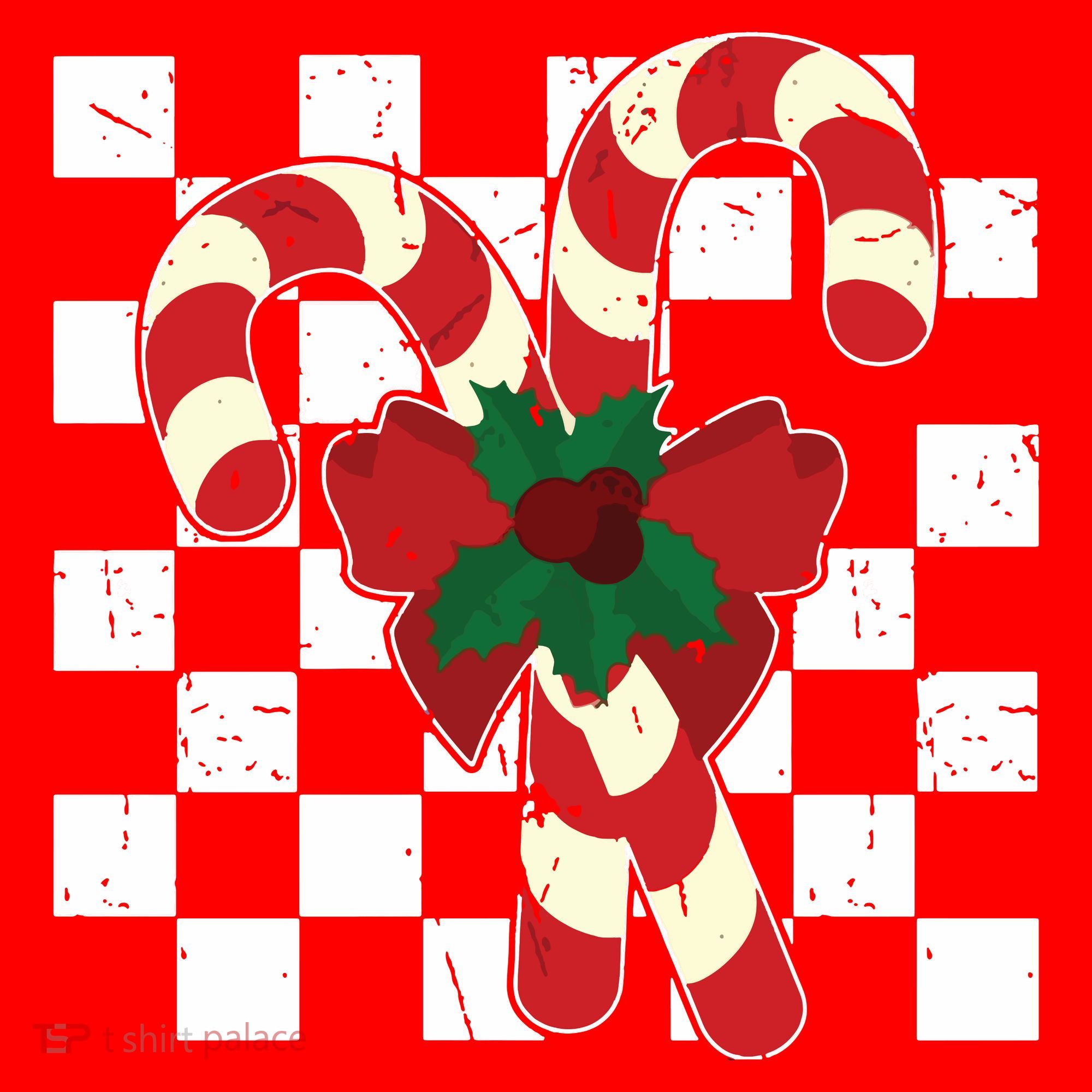 Retro Candy Cane Trendy Checkered Christmas Holiday Santa Hat