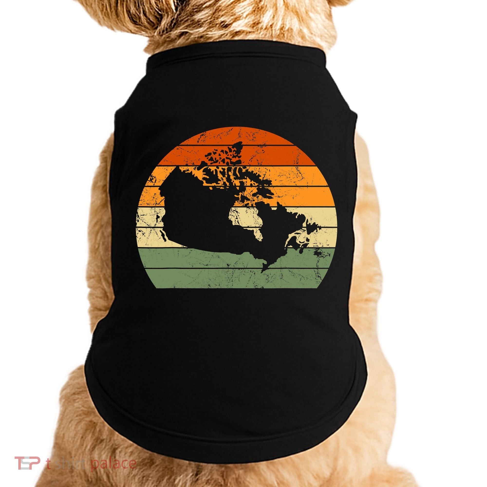 Retro Canada Canadian Map Sunset Canada Day Doggie Tank