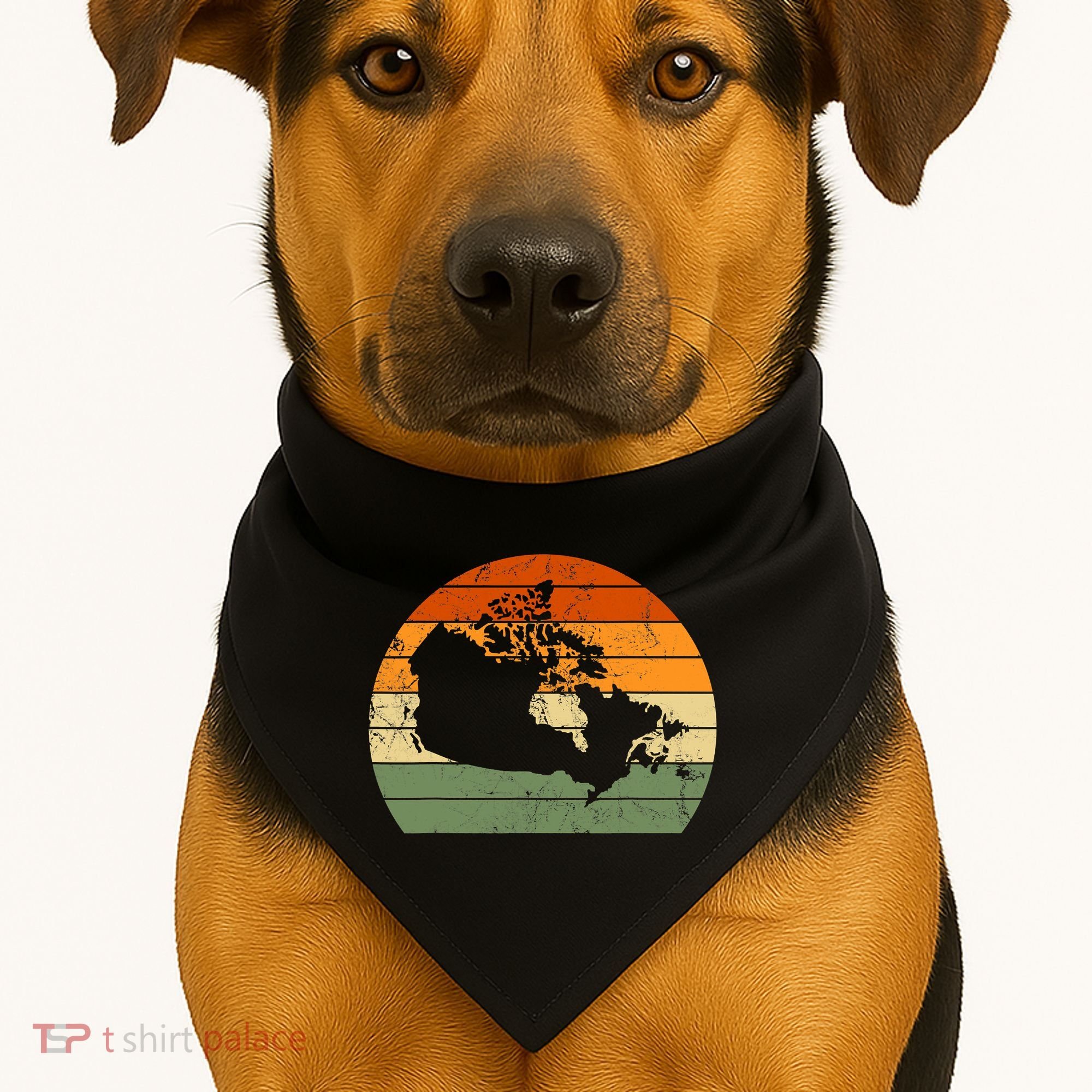 Retro Canada Canadian Map Sunset Canada Day USA-Made Doggie Bandana