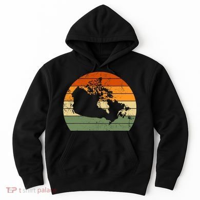 Retro Canada Canadian Map Sunset Canada Day Hoodie