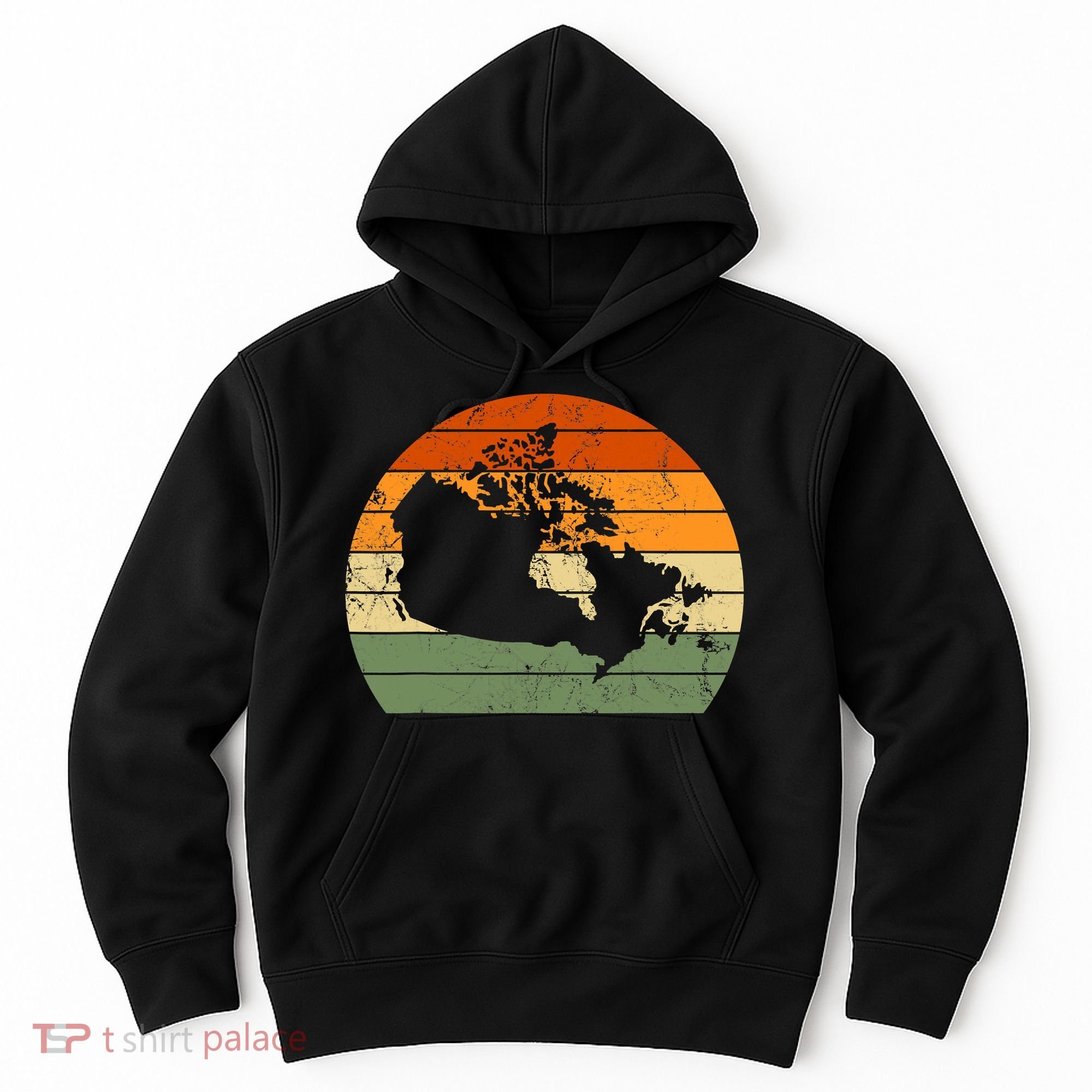Retro Canada Canadian Map Sunset Canada Day Hoodie