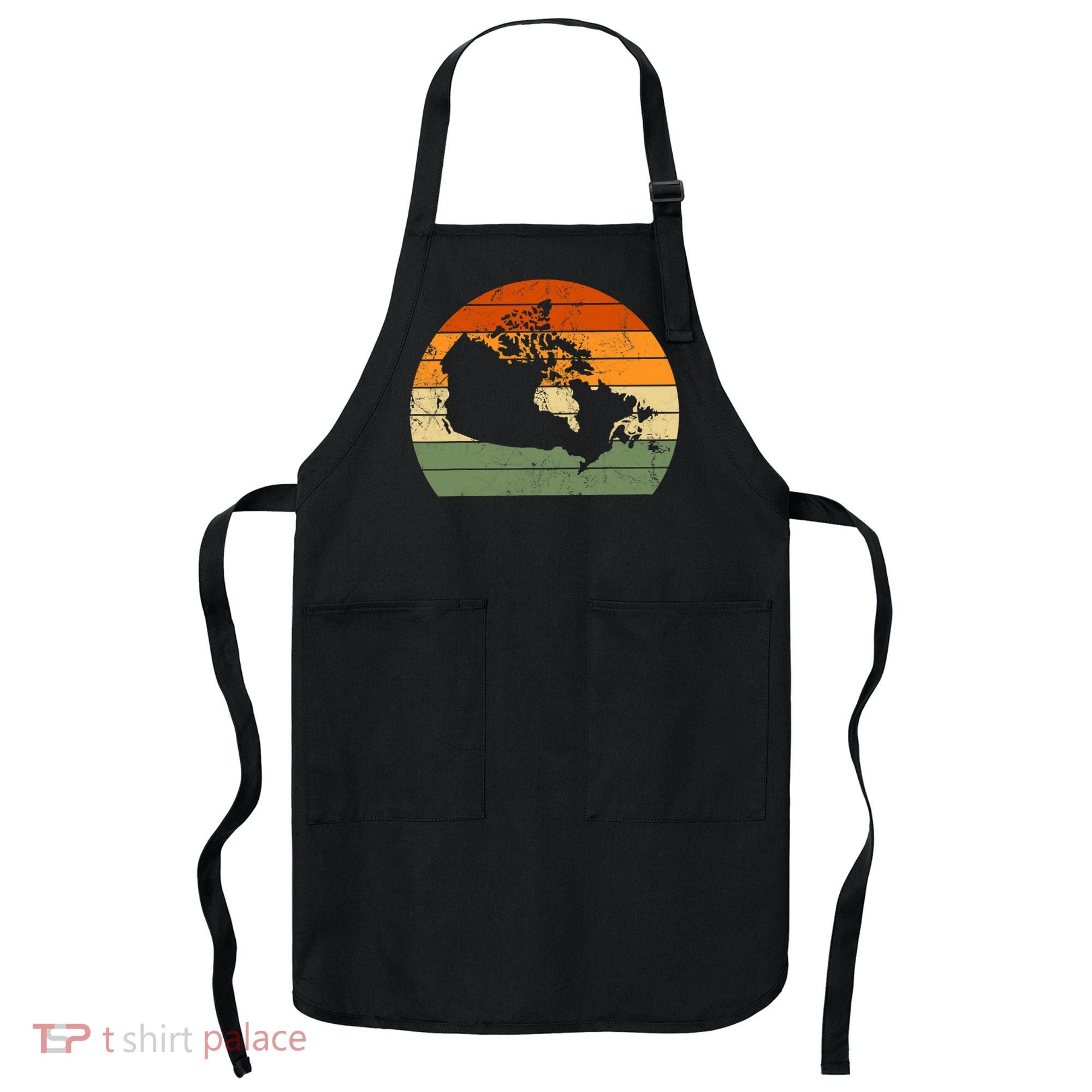 Retro Canada Canadian Map Sunset Canada Day Apron