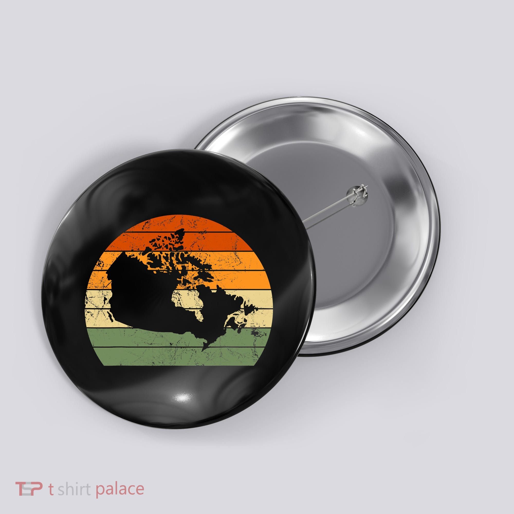 Retro Canada Canadian Map Sunset Canada Day Button