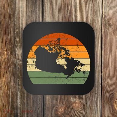 Retro Canada Canadian Map Sunset Canada Day Coaster