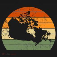 Retro Canada Canadian Map Sunset Canada Day Polo thumb 3