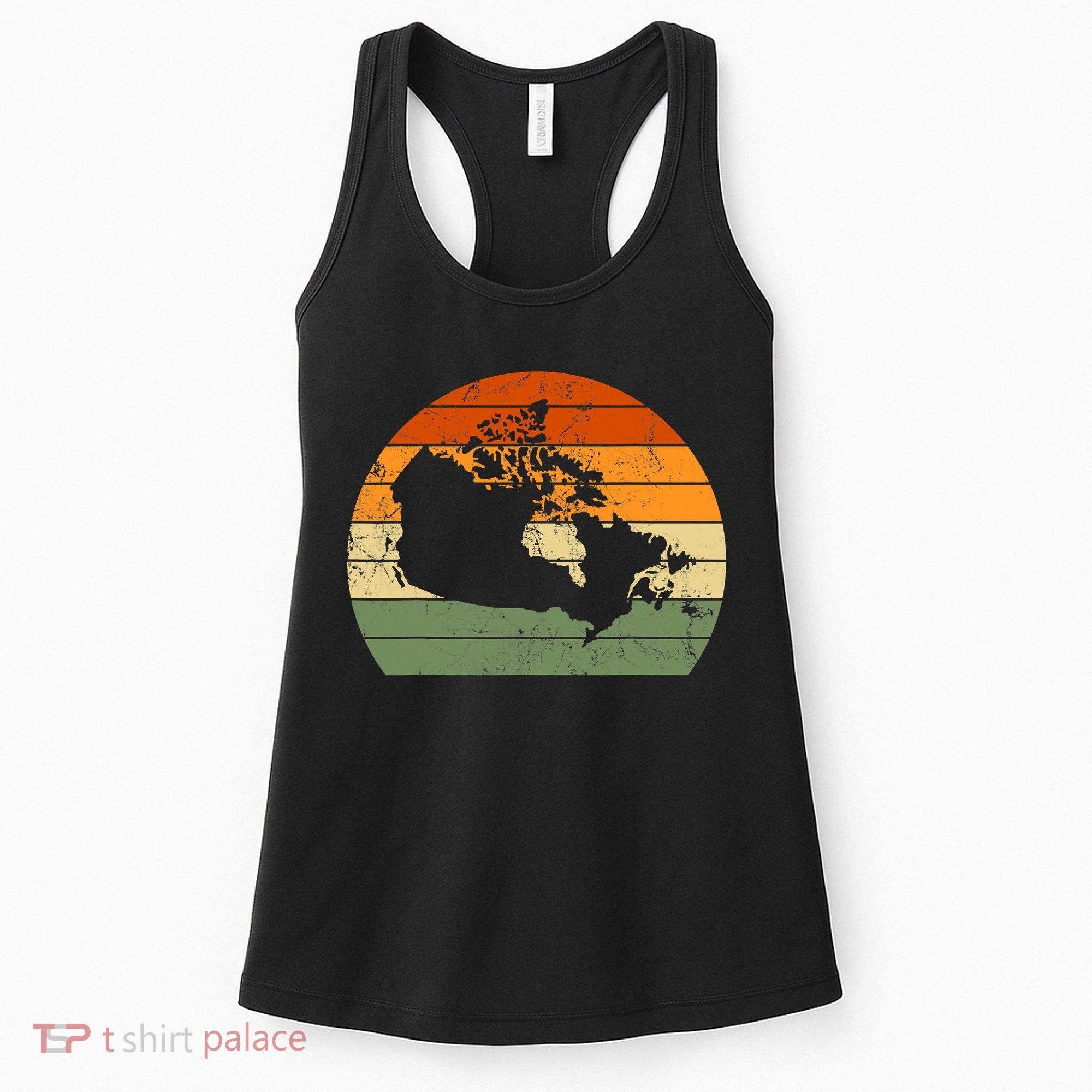 Retro Canada Canadian Map Sunset Canada Day Women's Tank Top