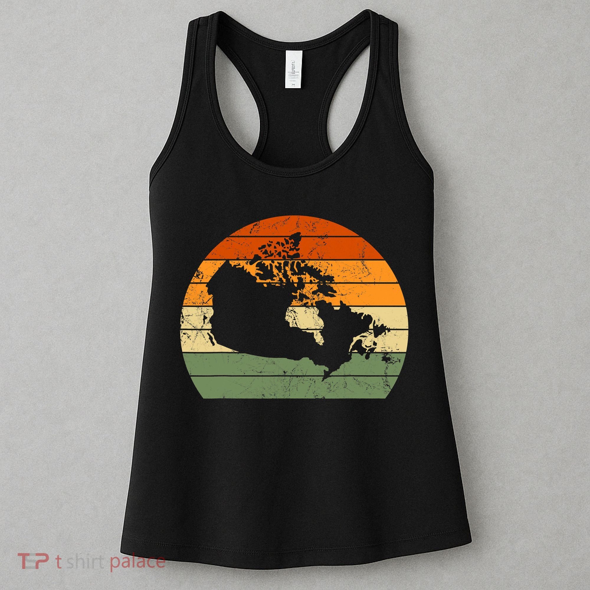 Retro Canada Canadian Map Sunset Canada Day Women's Tank Top
